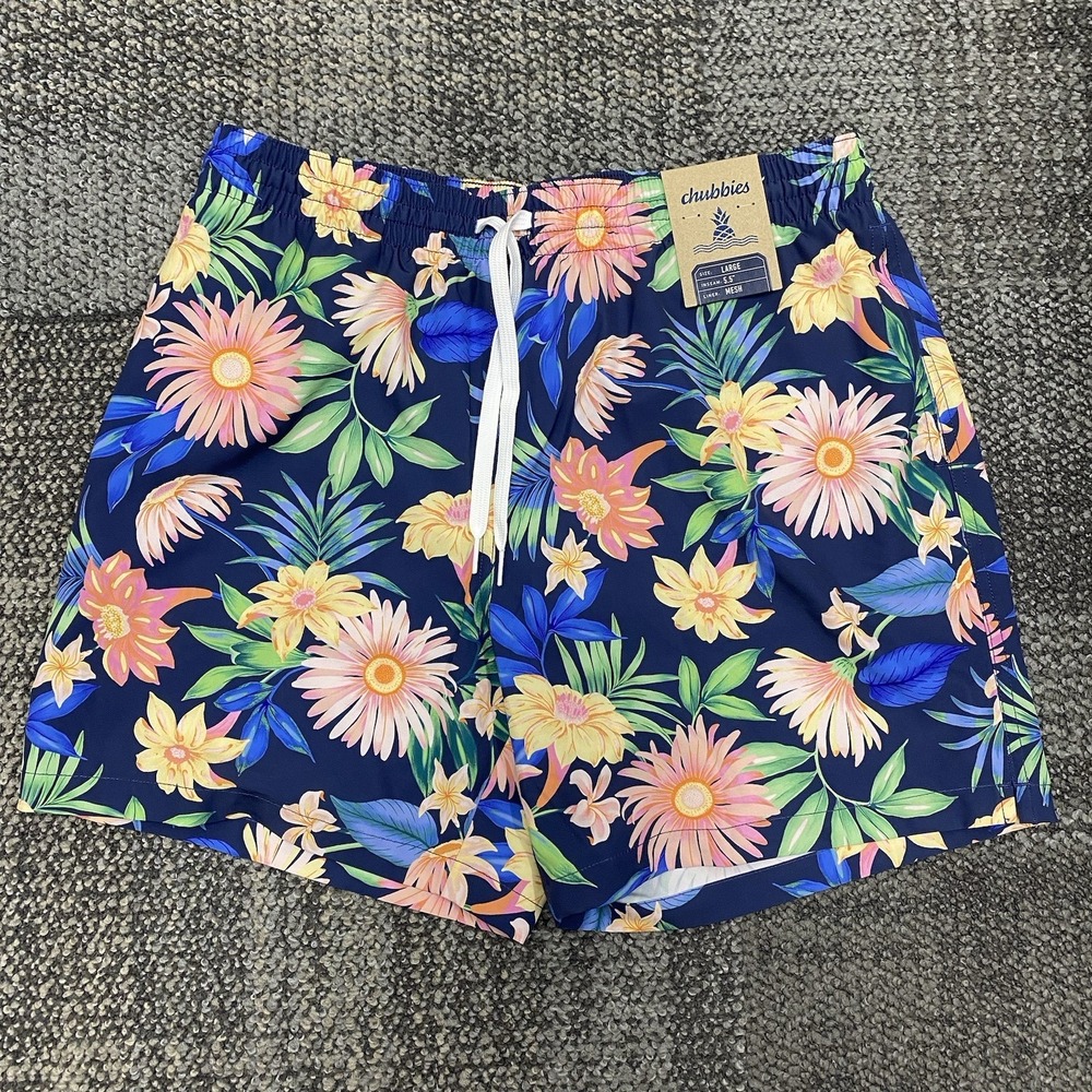 Chubbies Swim Trunks Large Big Bloomers Board Shorts 5.5" Mesh Line Floral